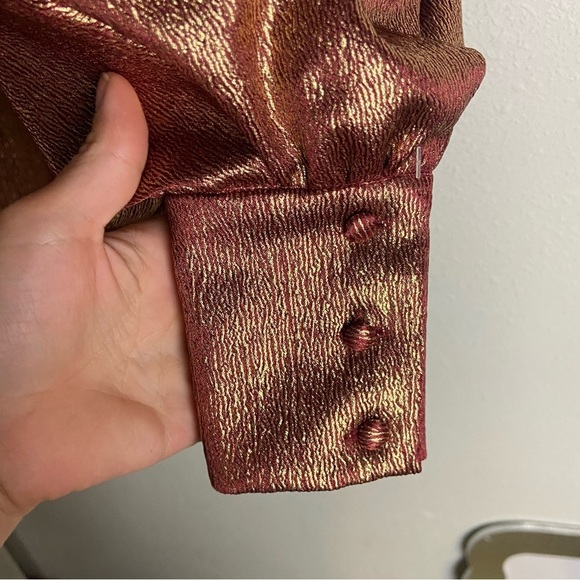 ASOS DESIGN Size 2 Super Sleeve Metallic Open Square Back Tux Mini Dress Gold - Picture 10 of 11